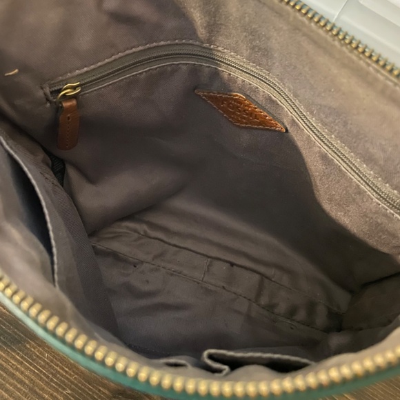Fossil Crossbody teal blue brown & gold - Picture 5 of 5